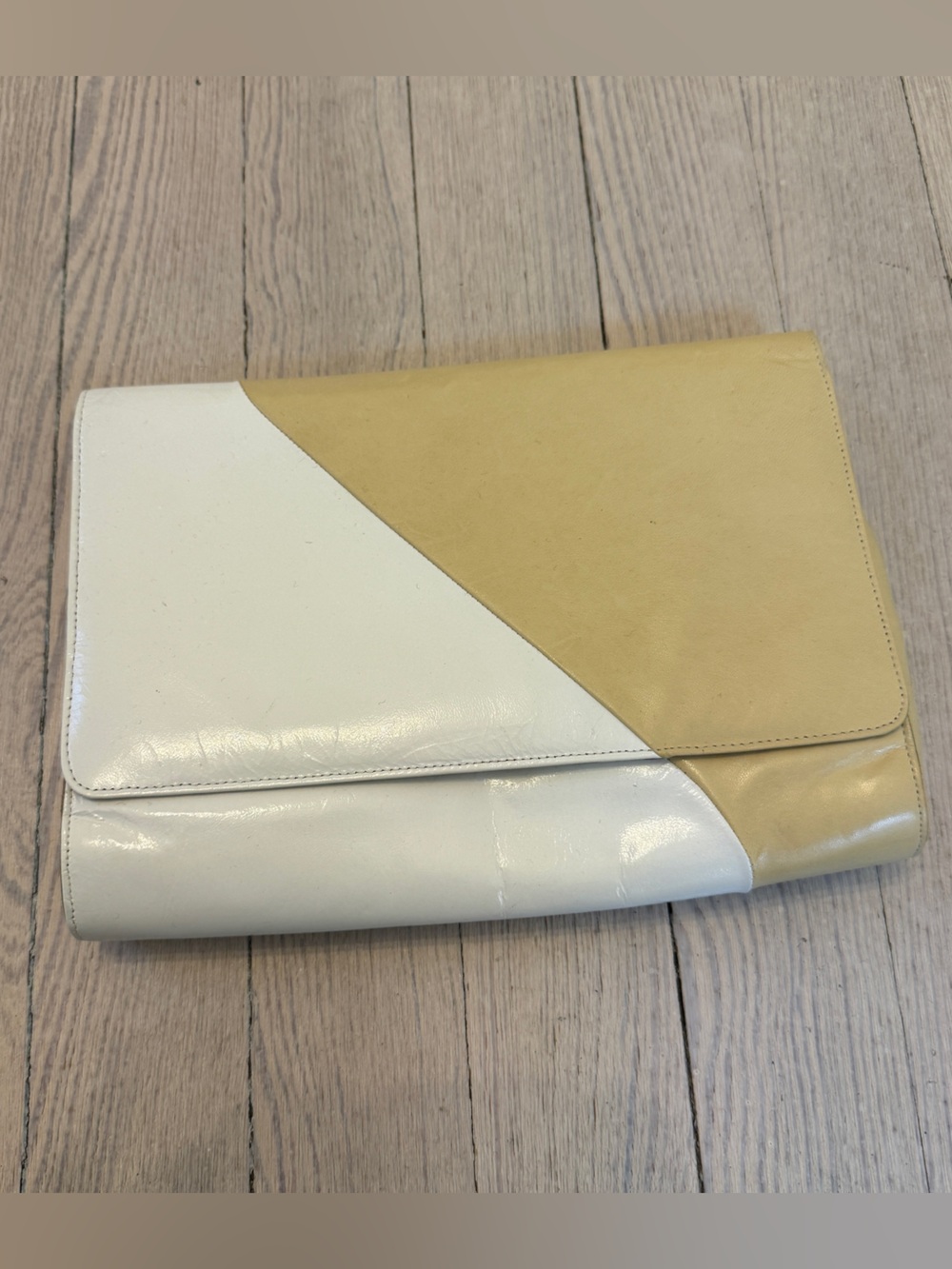Charles Jourdan Paris Women’s Yellow White Colorblock Flap Clutch Shoulder Bag